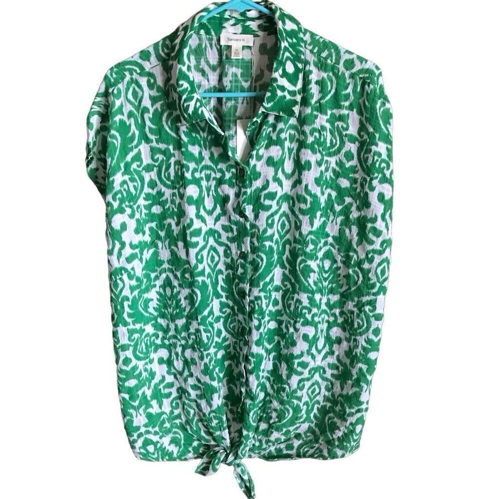 Tamara H. blouse Top green plus SZ 2X New with tags buttons ties New with tags